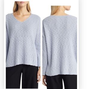 Eileen Fisher NWT V-Neck Organic Cotton Sweater in Delphine Size XL